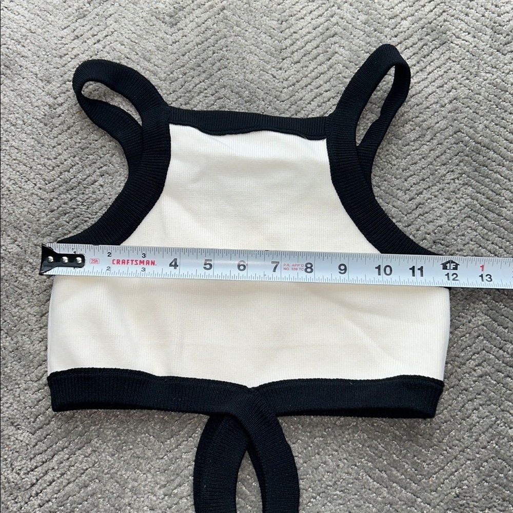Bershka Cream and Black Knit Top Strappy Cut-Out Top Contrast Straps Sz M - Picture 6 of 7